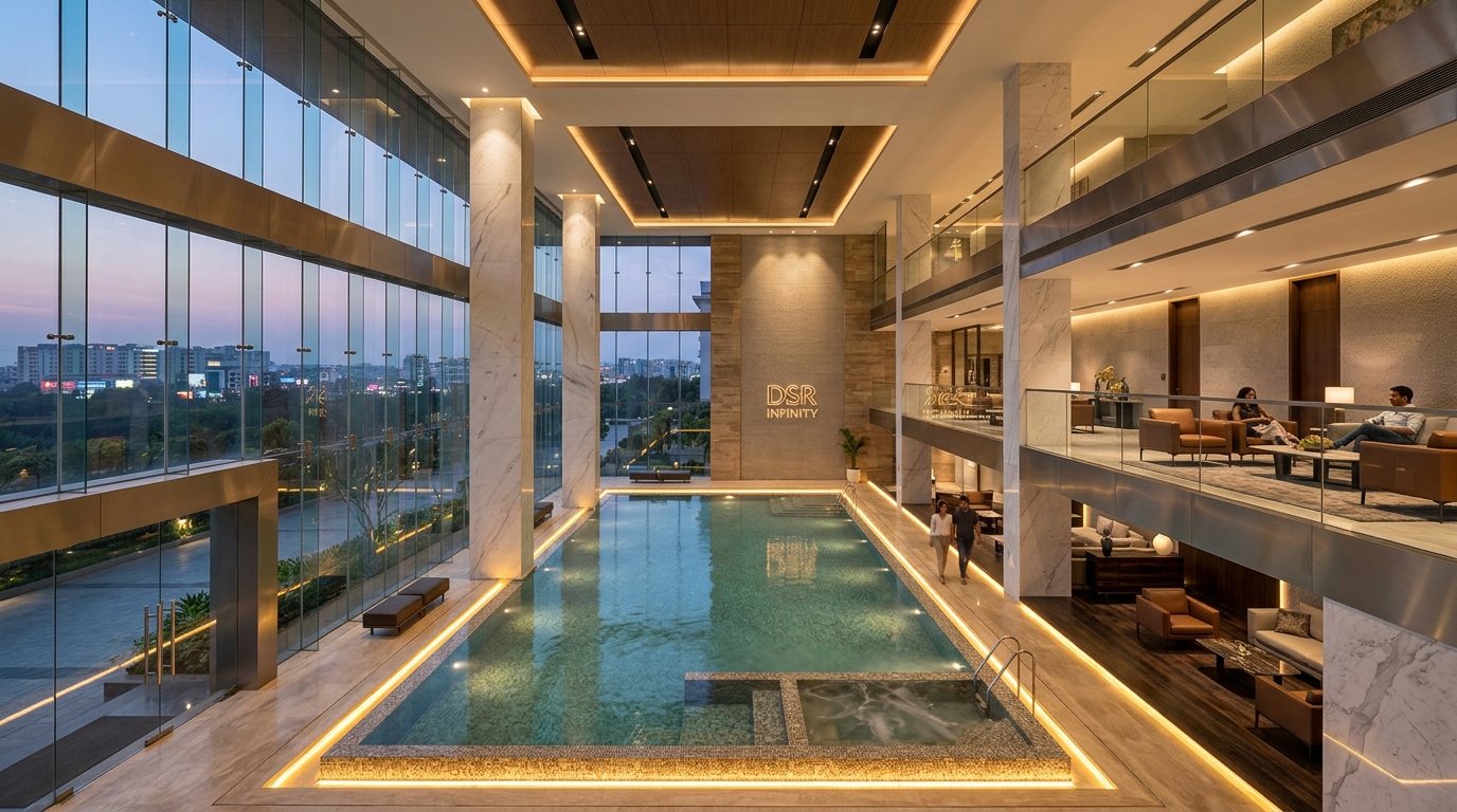 DSR Infinity 70,000 Sq.Ft. Double-Height Clubhouse Illustration